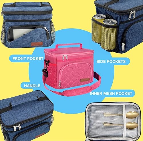 Miniatura 4 de Lonchera aislada para mujereshombres  Lonchera reutilizable para oficina, picnic, senderismo, playa, bolsa organizadora a prueba de fugas con correa