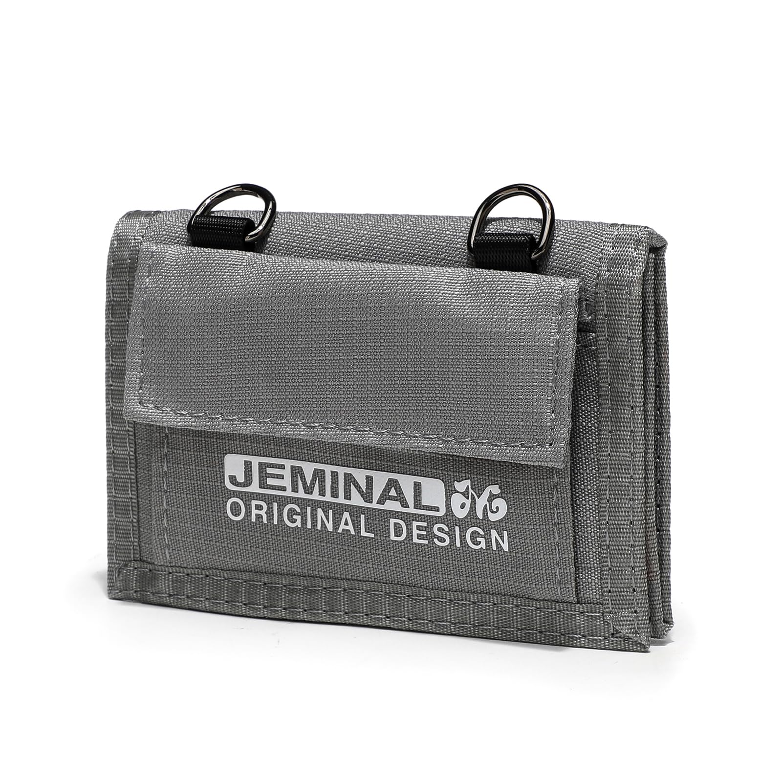 JEMINAL Lanyard Trifold Wallet for Men Nylon Wallet with Multiple Card Slots and ID Window Light Grey