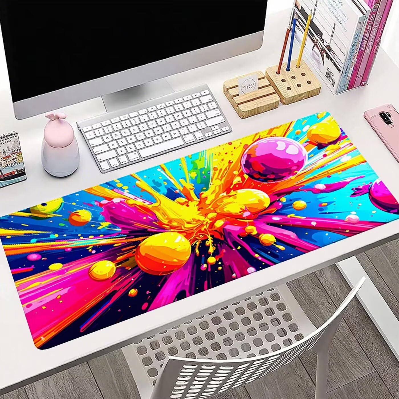 Podkładka pod mysz do gier XXL 1000 x 500 x 3 mm, duża kolorowa podkładka pod mysz do gier XXL z wodoodporną gumą, abstrakcyjny uchwyt na biurko z krawędziami zszyta podkładka pod mysz do pracy, gier