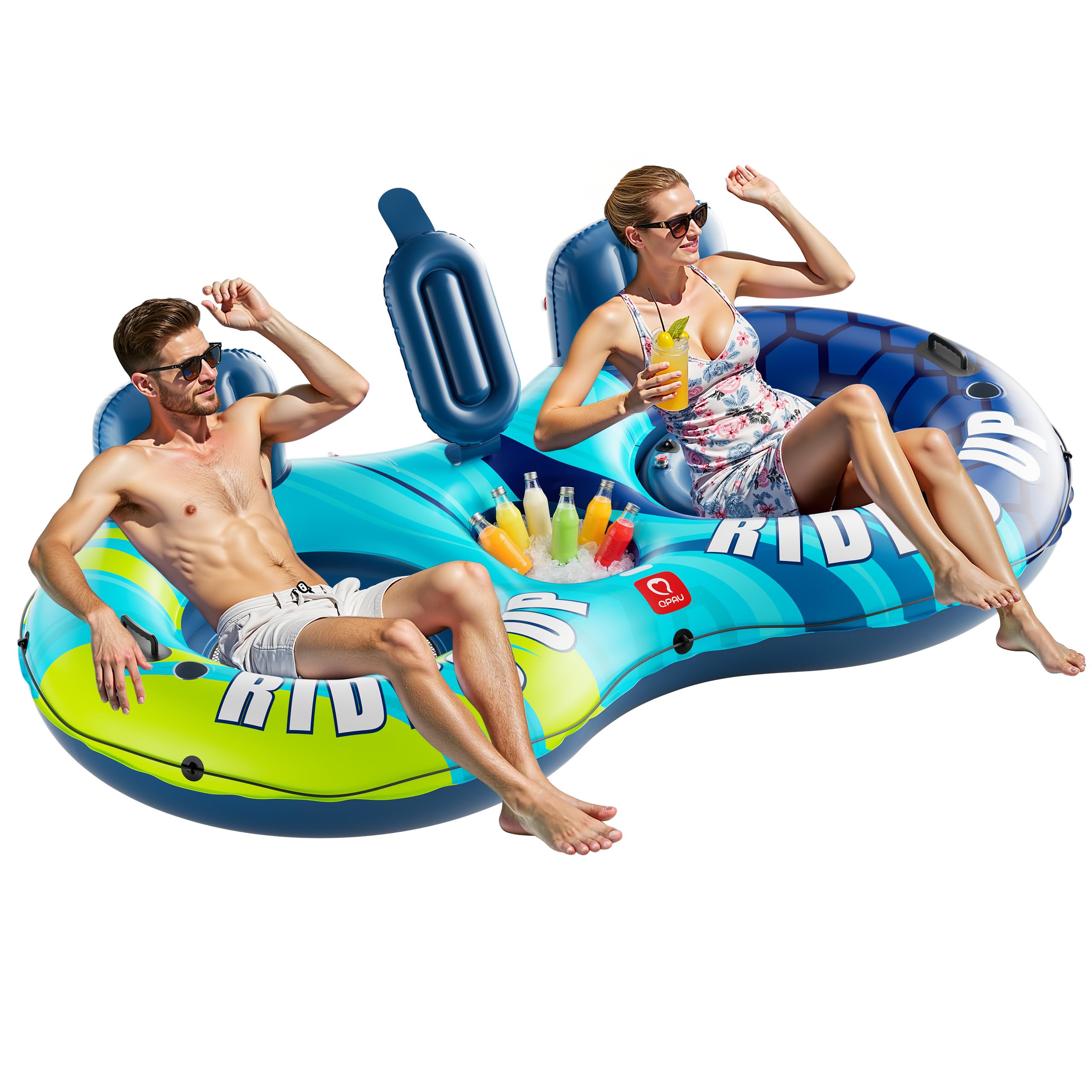 QPAU Inflatable Double River Tube, 2 Person