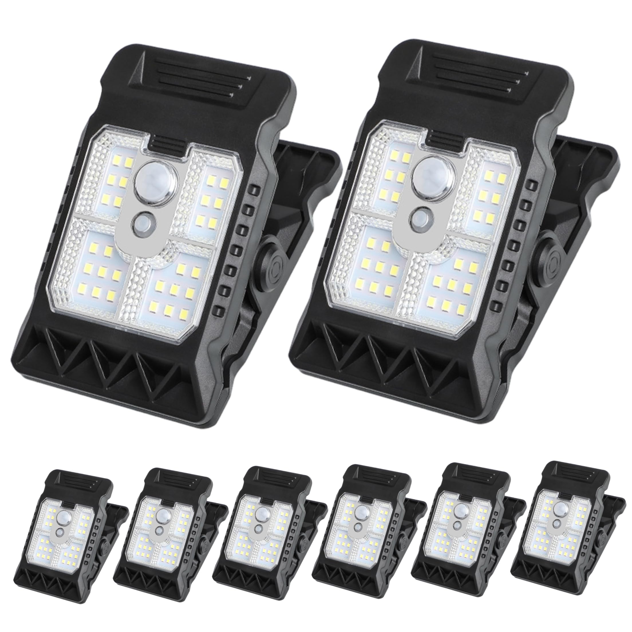 Syglawnd 8PCS Solar Clip Light with Motion Sensor, USB Charging & Solar Clip Light, Waterproof Outdoor Lights for Yard Patio Garden, Black, On Lights Outdoor