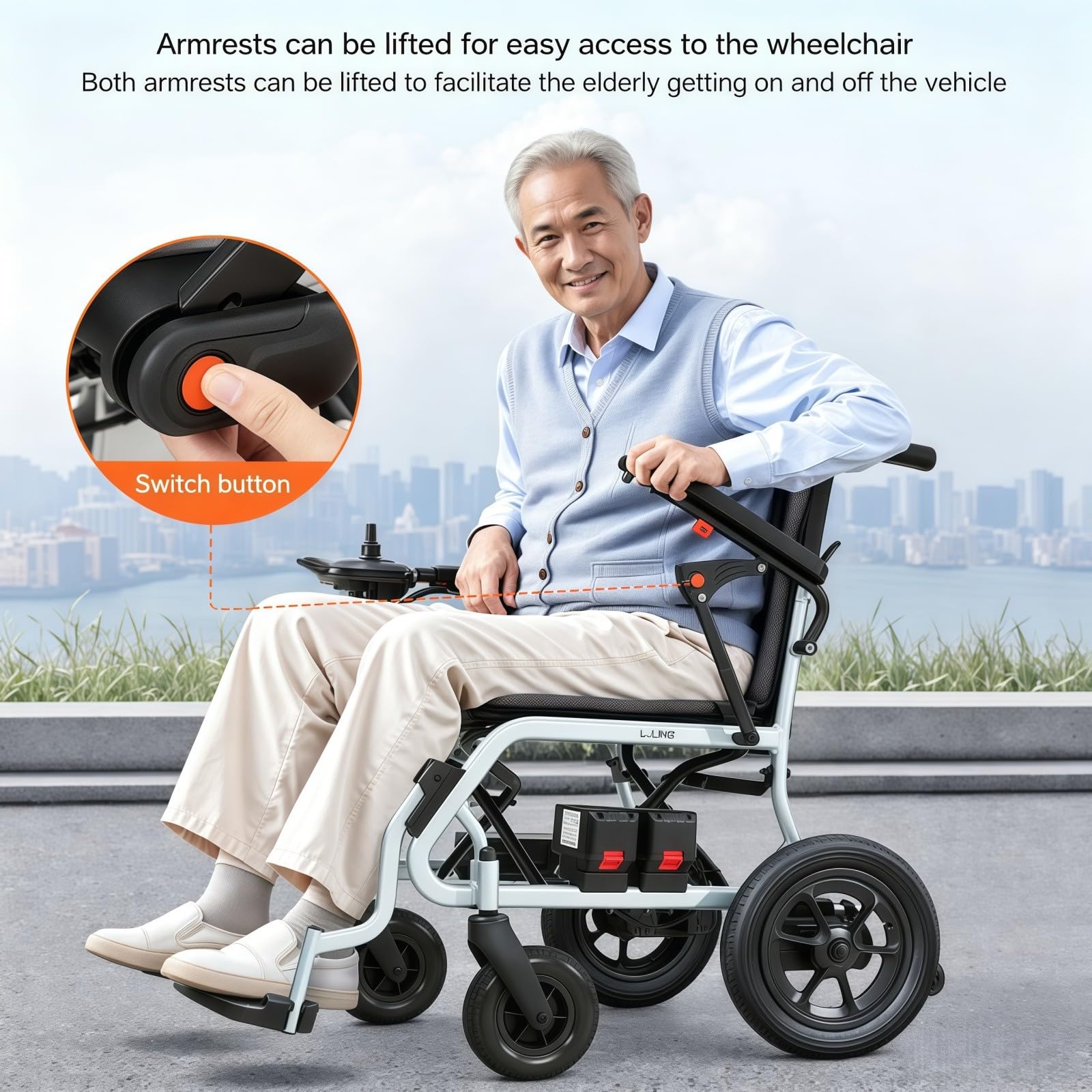 Silla De Ruedas Eléctrica De 500 W, Inteligente, Totalmente Automática, Plegable Y Ultraligera, Diseñada para Personas Mayores.