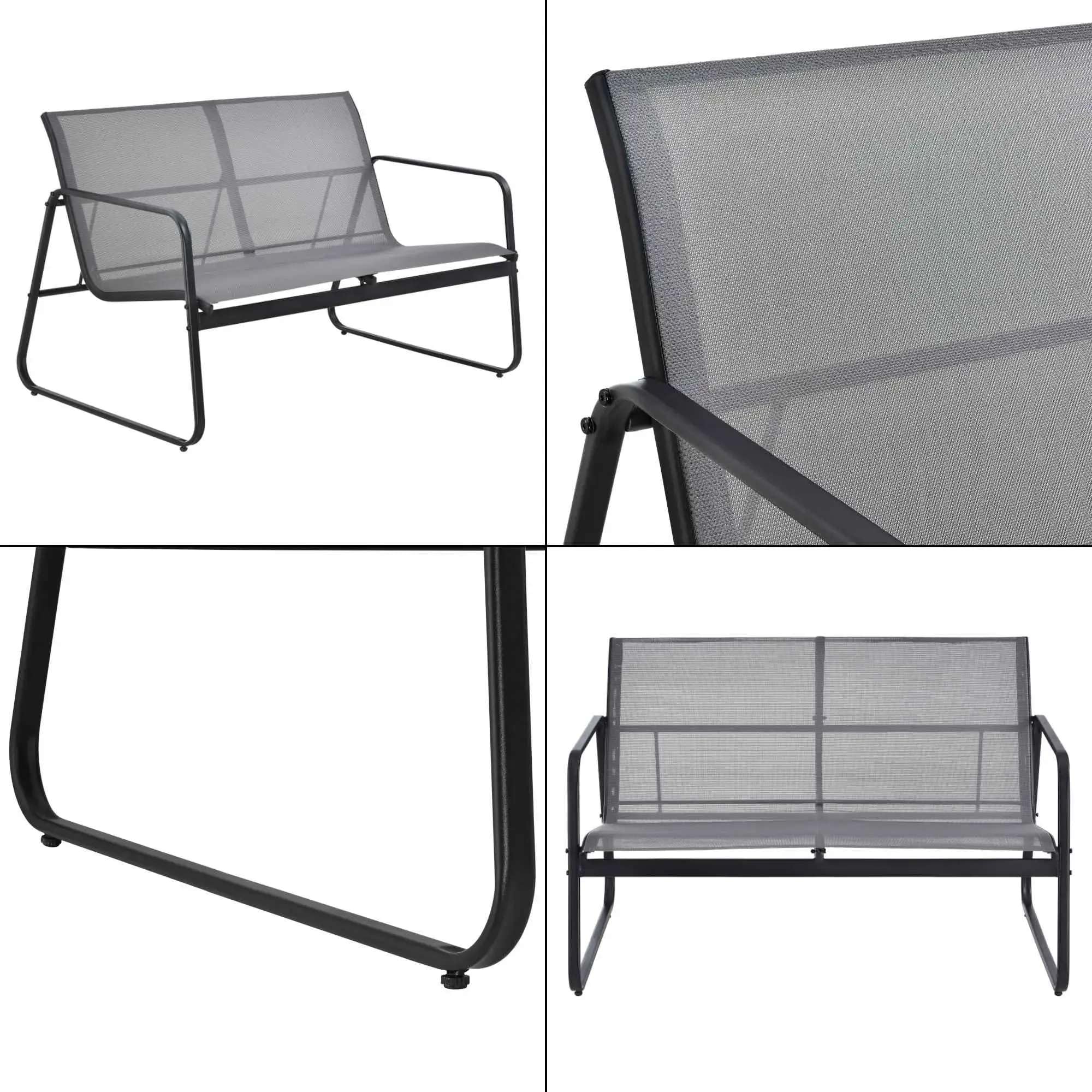 Megashopitalia Set Salotto da Giardino Con Divanetto 2 Poltrone Tavolino da Caffè Piano in Vetro