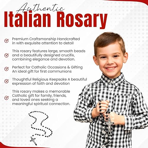 Miniatura 6 de Rosario italiano con bendición apostólica del Papa León XIV  Collar católico de cuentas grandes para espejo de coche, Primera Comunión, regalo de
