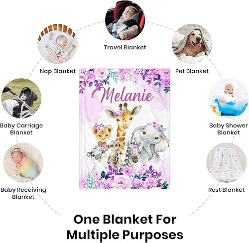 Miniatura 7 de UJDUYSD Manta de bebé personalizada para niñas, manta de bebé personalizada con nombre, mantas de nombre súper suaves personalizadas para niños,