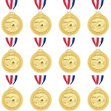 Basketball Medals, 12 Pack 2 Inch Metal Gold Award Medals with Ribbon