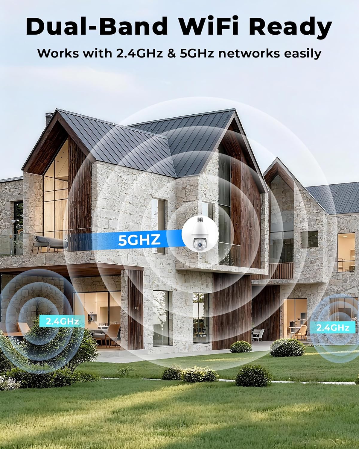 2K Light Bulb Camera Ourdoor, 5G/2.4G Wireless Outdoor Camera, Light Bulb Security Camera with AI Human Detection, Color Night Vision, Motion Alerts, 2-Way Audio, Compatible with Alexa - Image 4