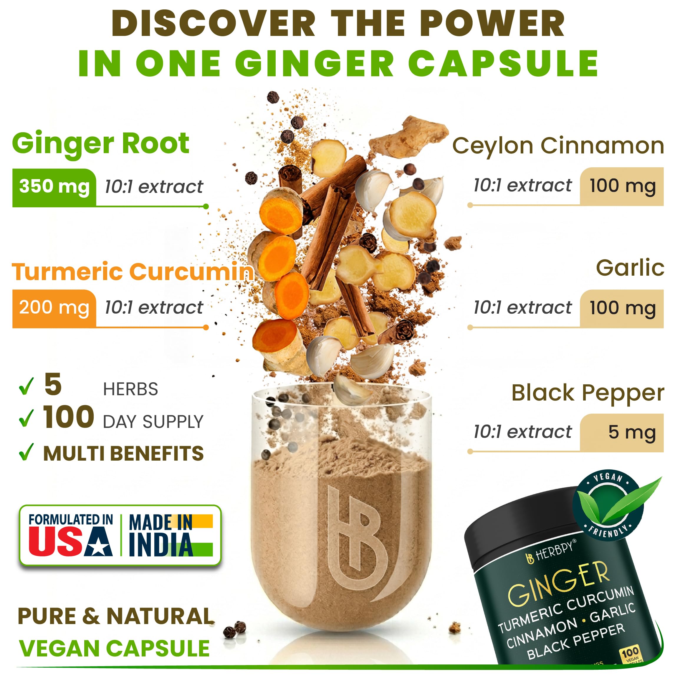 Herbpy 5in1 Ginger and Turmeric Supplements for Digestion & Immune Health — Amazon image 2