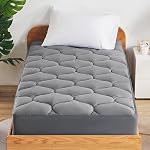 SLEEP ZONE Matelas de refroidissement Topper Queen, housse de matelas extra épais, matelas de lit pour oreillers doux, soin facile, lavable (Grey Lattice, Queen)