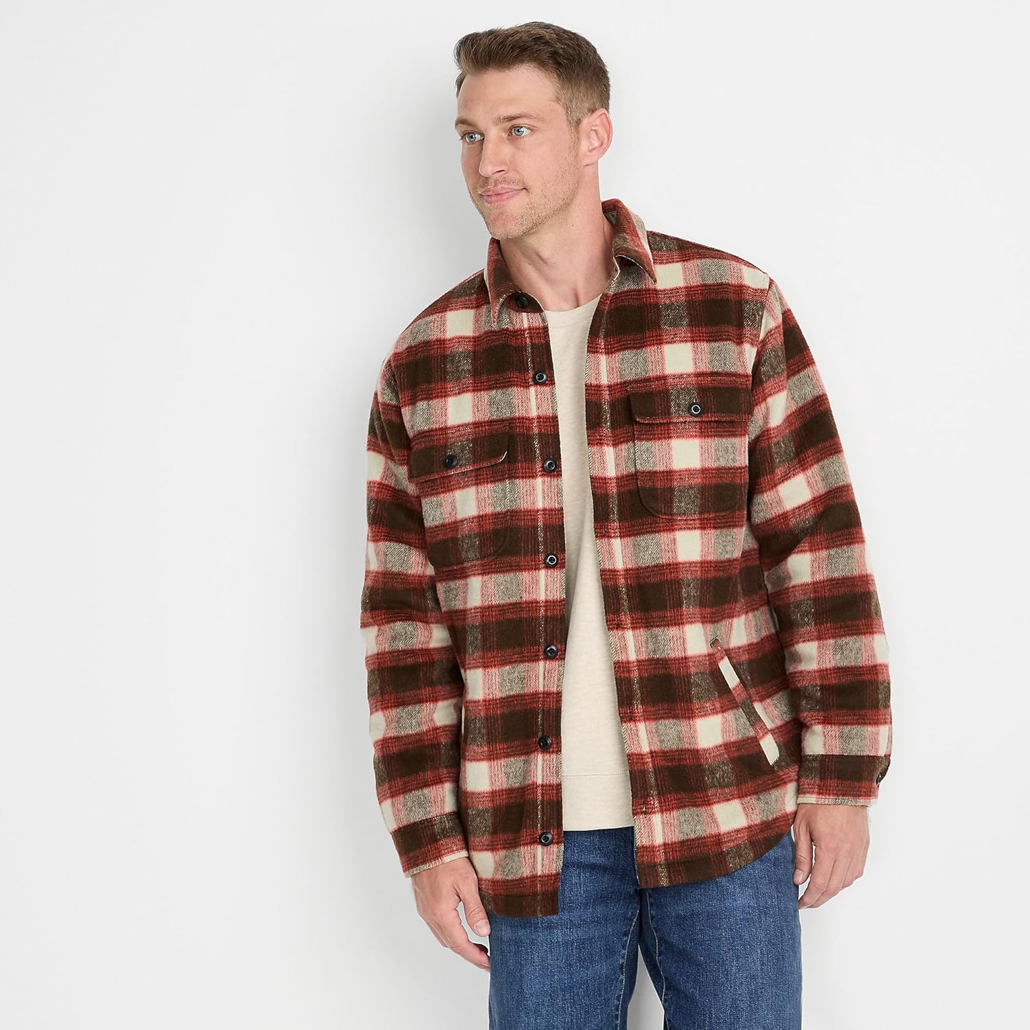 Lands' End Men's Super Brushed Shirt Jacket
