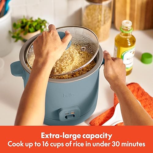 Miniatura 2 de bella Arrocera de 16 tazas con vaporizador, cesta de vapor apta para lavavajillas, paleta de arroz y taza medidora, cuenco de cocina antiadherente