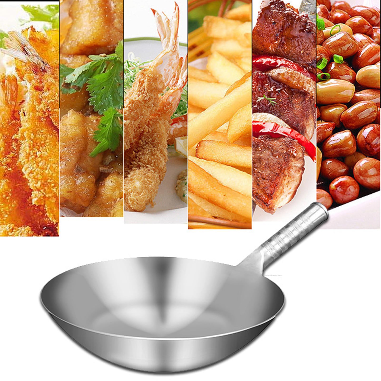 Wok Poêle 30 cm, sautés avec couvercle, wok en acier au carbone et wok antiadhésif, sans produits chimiques, wok chinois pour induction, électrique, gaz, tous feux