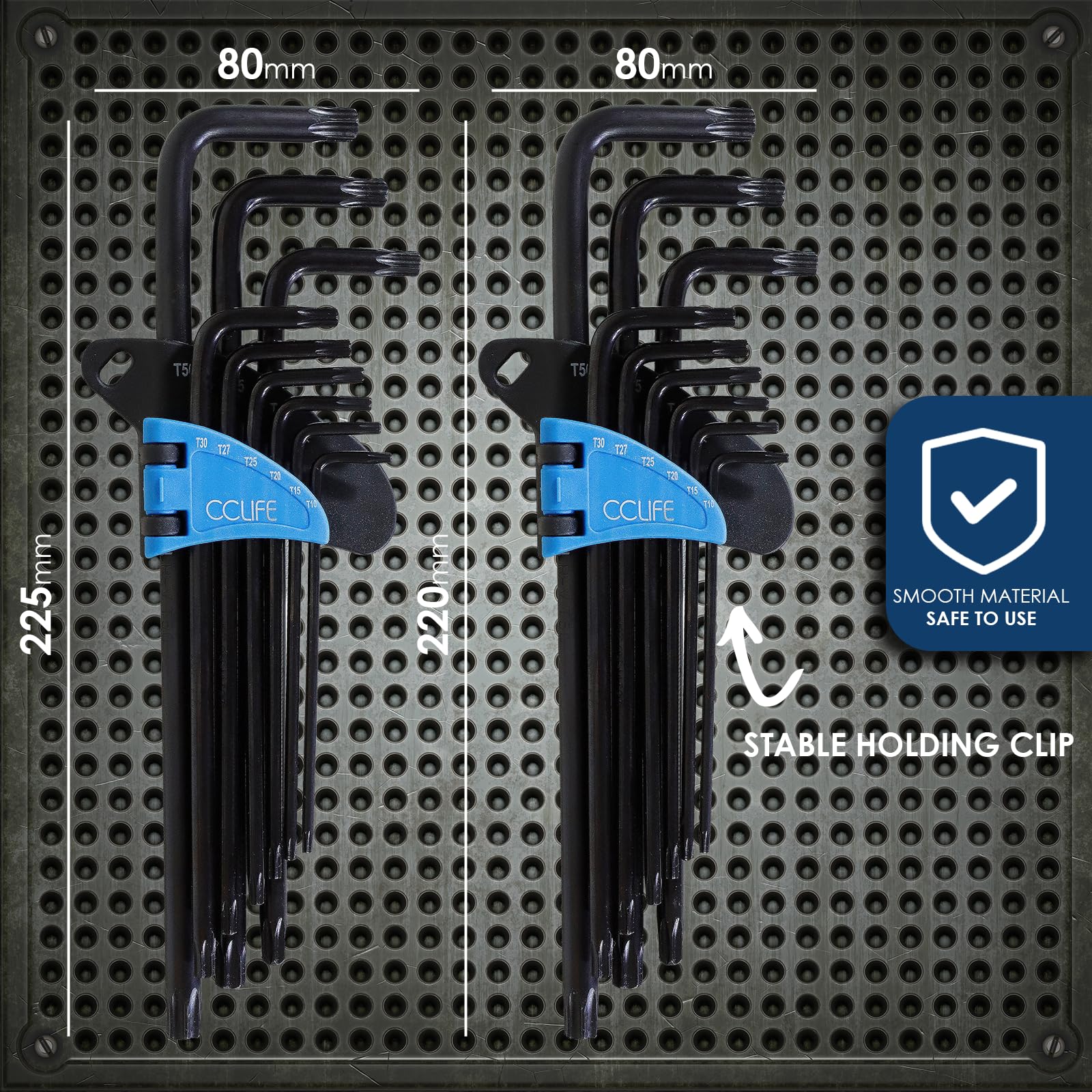 CCLIFE 18-częściowy zestaw kluczy imbusowych Torx z uchwytem, klucz imbusowy TX klucz kątowy | 1,5 mm-10 mm i T10-T50 | Cr-V
