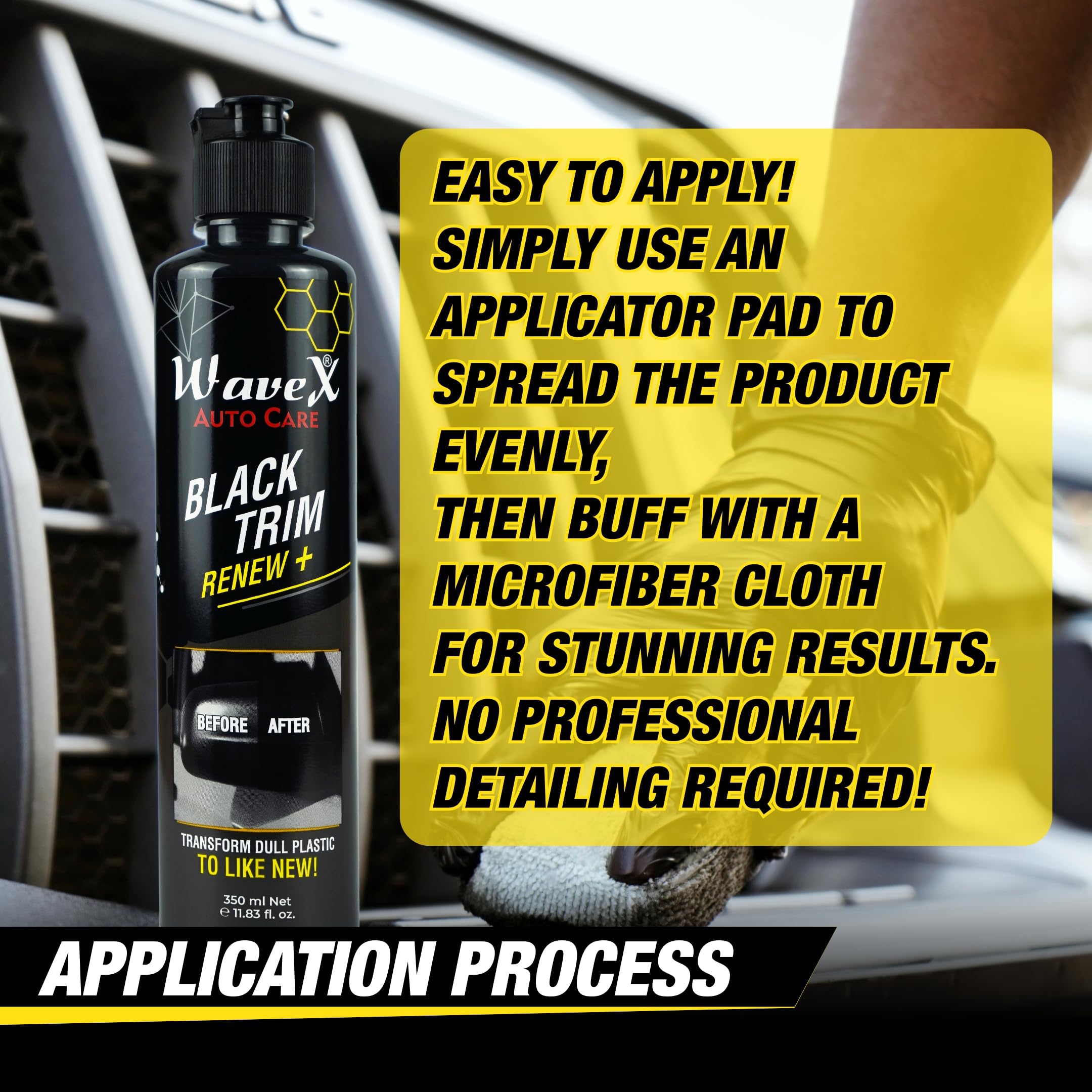 Wavex Black Trim Renew Plus | 350ml Plastic & Rubber Restorer | Revives Faded Exterior Trim & Bumpers | Long-Lasting UV Protection | Wash Resistant 1