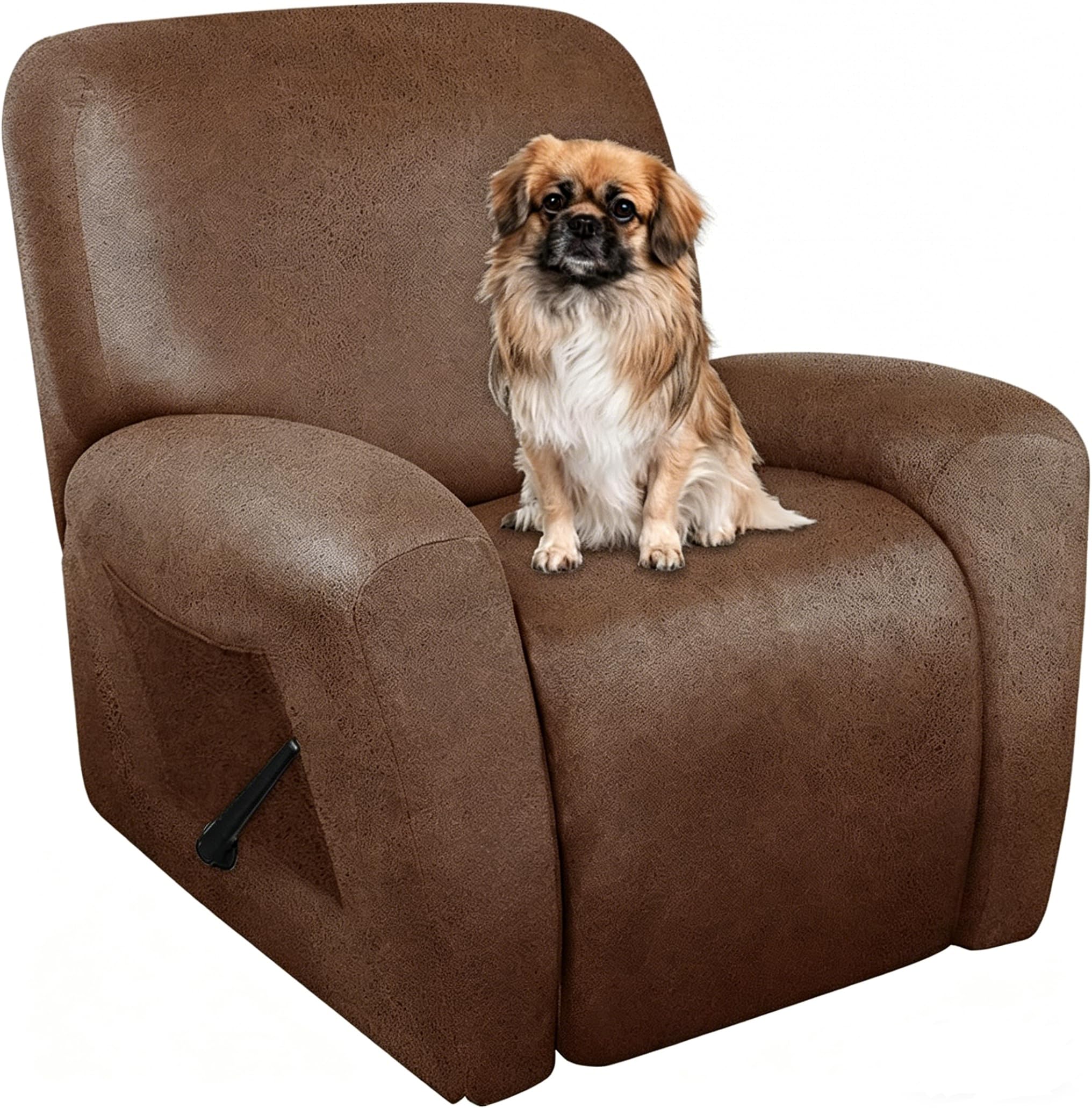 Photo 1 of ANARACHON Recliner Chair Covers Leather Like, 4 Pieces Recliner Cover, Furniture Protector - Washable Soft Sofa Slipcover for Pets Kids (Brown)