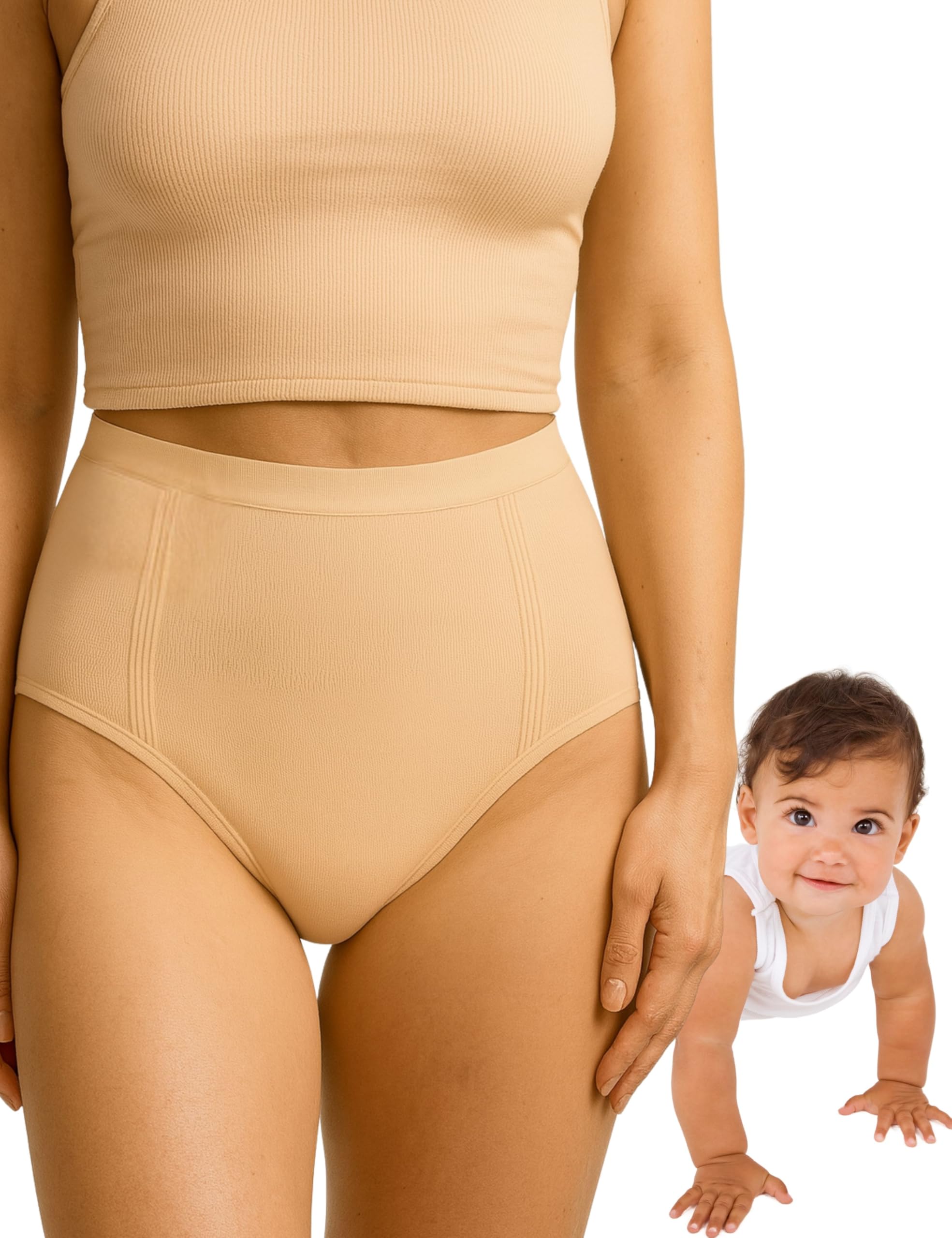 Mrs. Mum Damen Unterhose für Kaiserschnitt – High Waist, Figurformend & Bauchstützend – Öko-Tex, Waschbar, Wochenbett & Postpartum Slips – Hergestellt in der EU