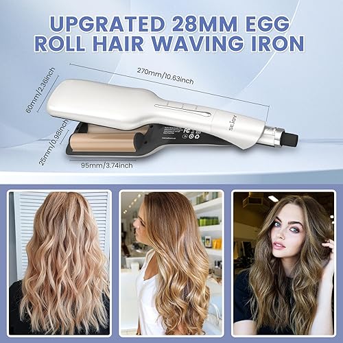 Miniatura 3 de Sejoy Rizador de pelo de 1.102 in, rizador de cabello de 2 barriles, ondas de playa, calentamiento rápido y 3 ajustes de temperatura, apagado