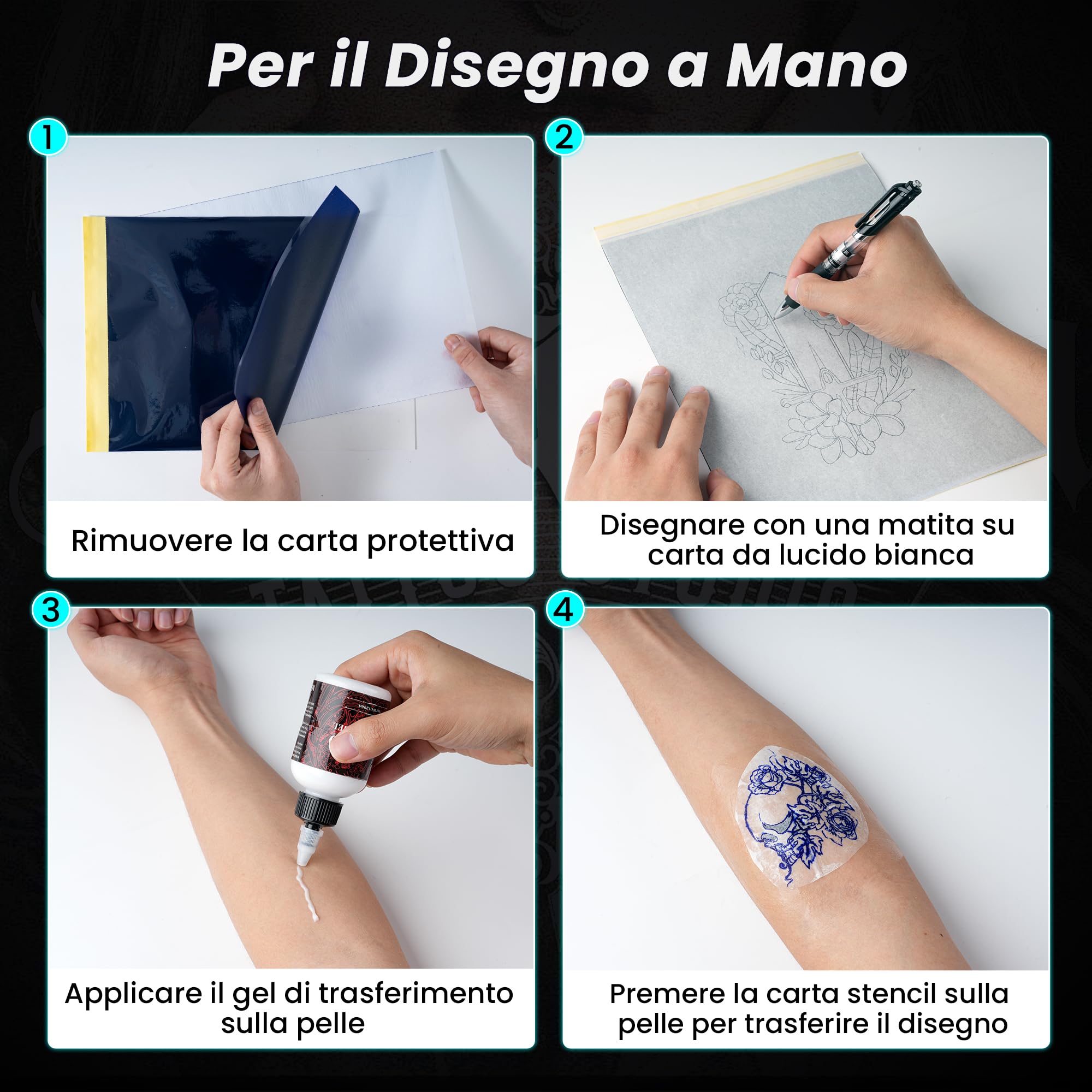 Foglio Stencil per Tattoo, 100 pz, Formato A4, Foglio Stencil Termico per Stampante Stencil Tattoo, Progettato per Artisti del Tattoo e Appassionati