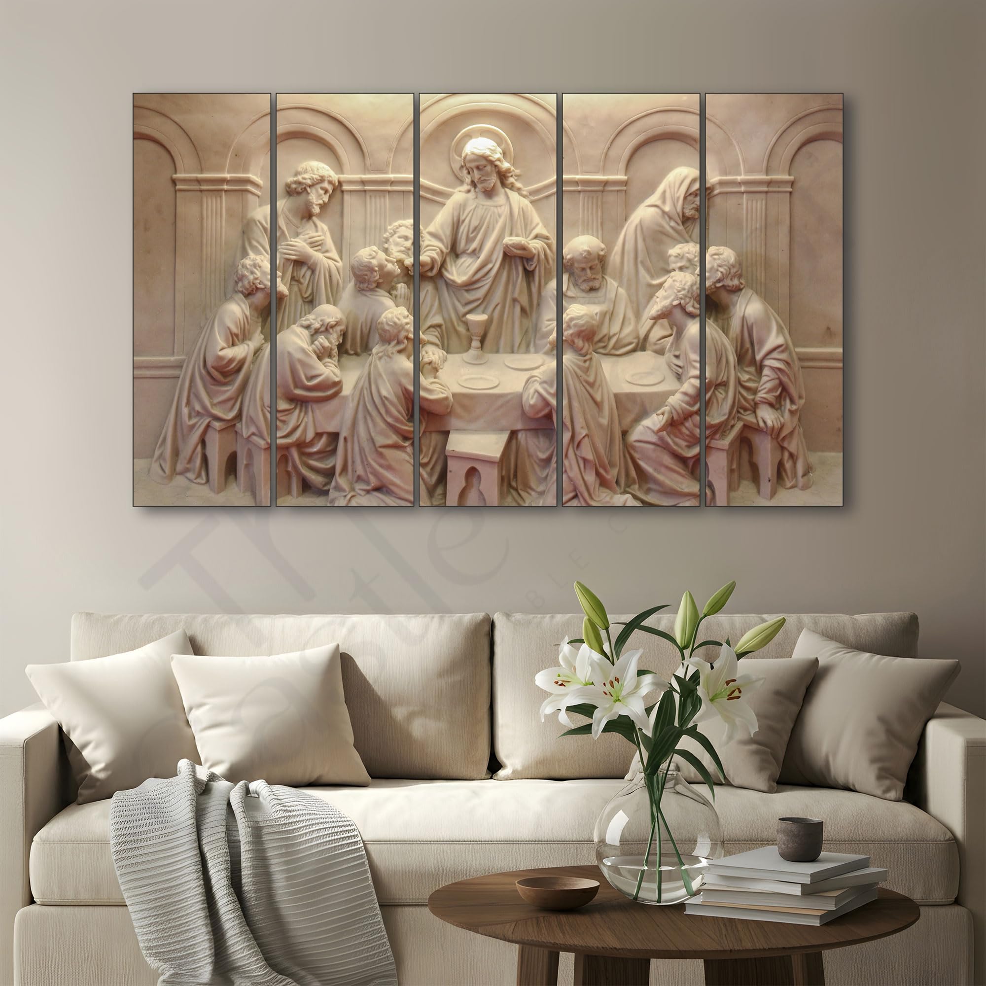 The Castle Decor-Jesus Christ last supper painting with frame Big Size(27x48) for living room,Bedroom,Drawing room,Hotels-Wooden Framed-Digital Painting