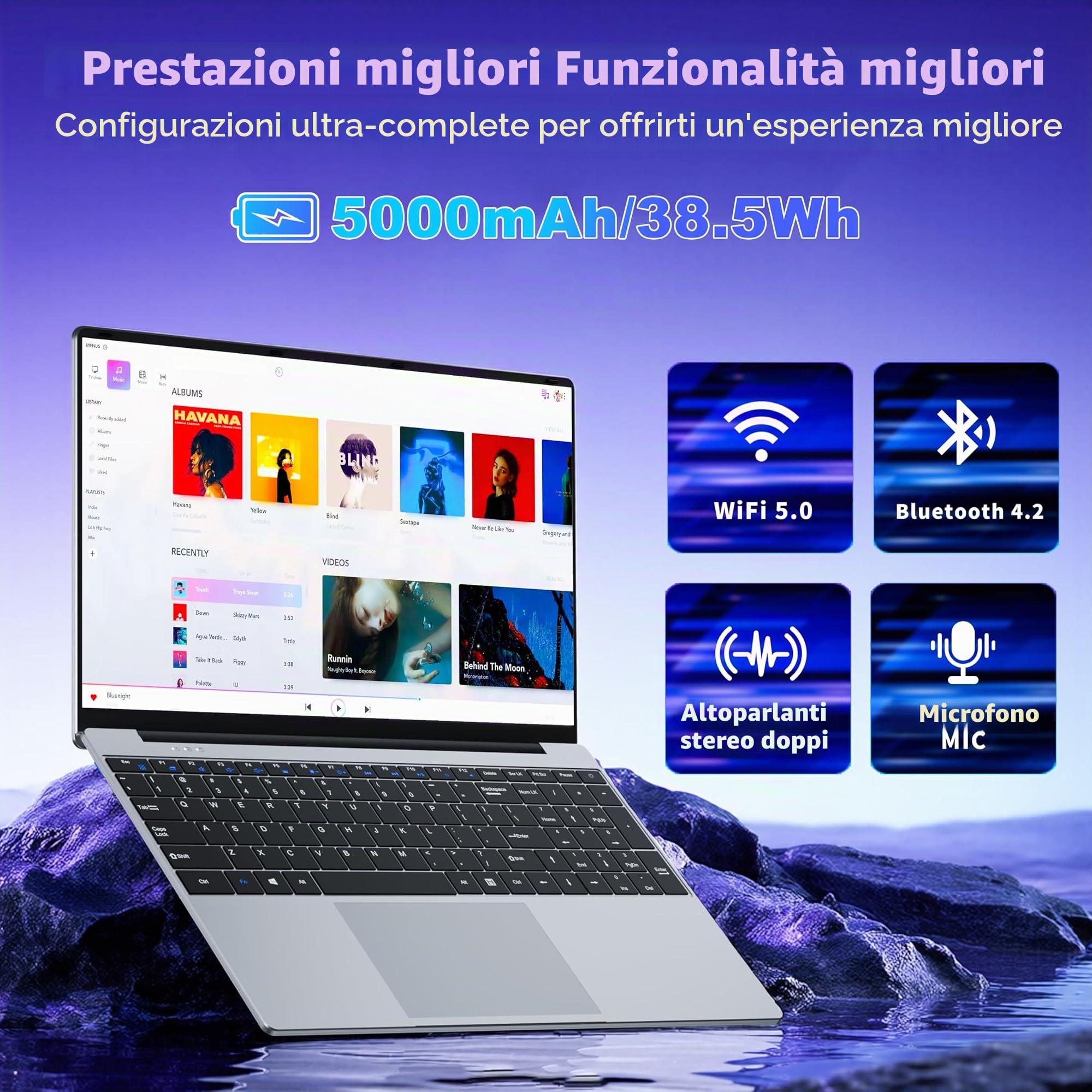 Notebook 15,6 Pollici Core M3 6Y30 Processore 8GB RAM 256GB SSD Portatile PC Win 11 e Office 365 Computer Portatile Sottile con Schermo FHD inclinabile di 180° mini-HDMI USB 3.0 WiFi 5 e Bluetooth 4.2