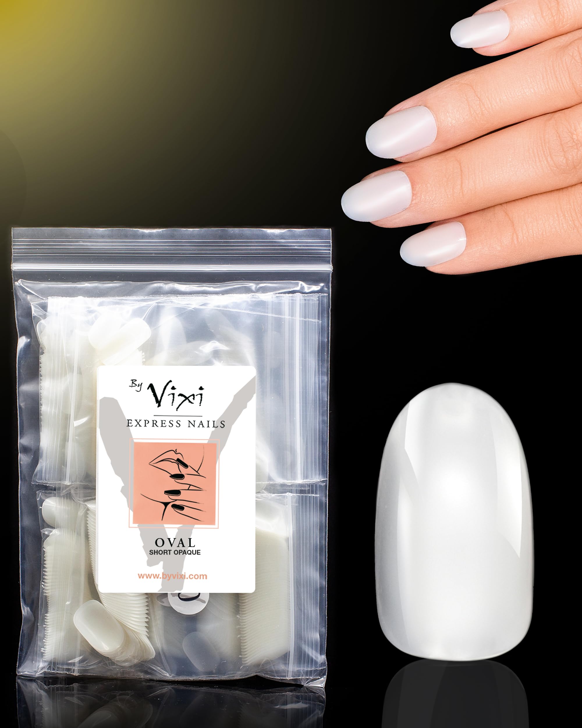 Amazon.com: By Vixi 600 SHORT OVAL NAIL SET with PREP FILE, 10