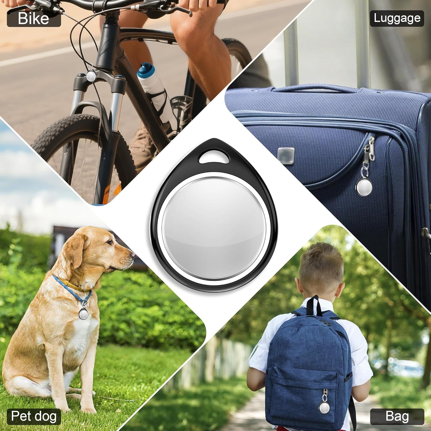 Confezione da 4 targhette tracker [certificato Apple MFi] Bluetooth Air Tracker Coppia con Apple Find My (solo iOS) Smart Tracking Tag Chiavi Trova oggetti Localizzatore in tutto il mondo per animali