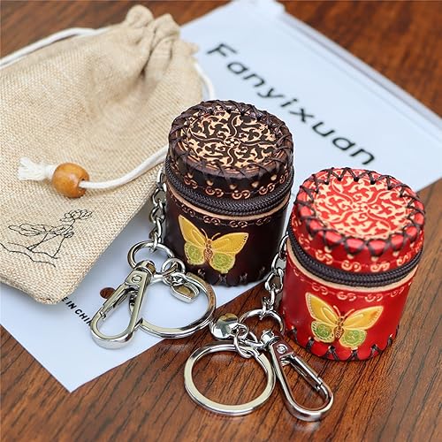 Miniatura 6 de Fanyixuan Bolso de Cuero Mini Hecho a Mano en Forma de Cubo, Colgante de Joyería, Caja de Joyería, Caja de Almacenamiento de Clasificación de