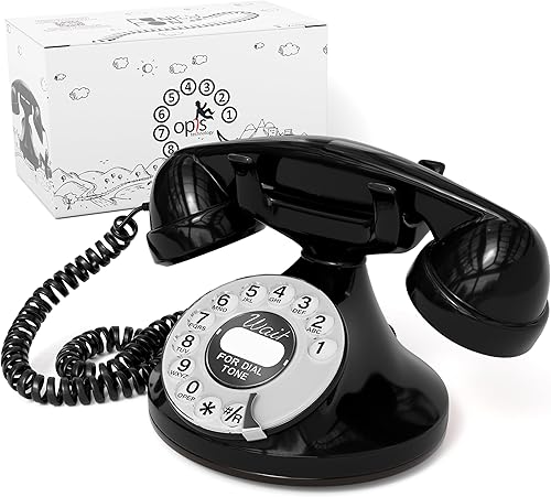 FunkyFon Cable Un Teléfono Fijo Vintage, El Teléfono Retro Verde Para El Hogar Y Teléfonos Antiguos En Naranja