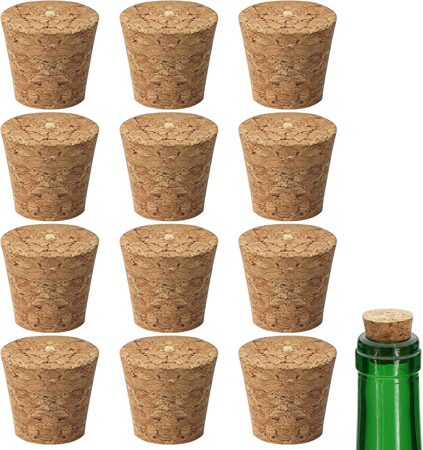 12Pcs Tapered Cork Plugs, 0.86 x 0.66 x 0.79 Inch Wooden Wine Bottle Cork, Stoppers Replacement Corks for Wine Bottles, DIY Crafts 2.2 x1.7 x2cm (12)