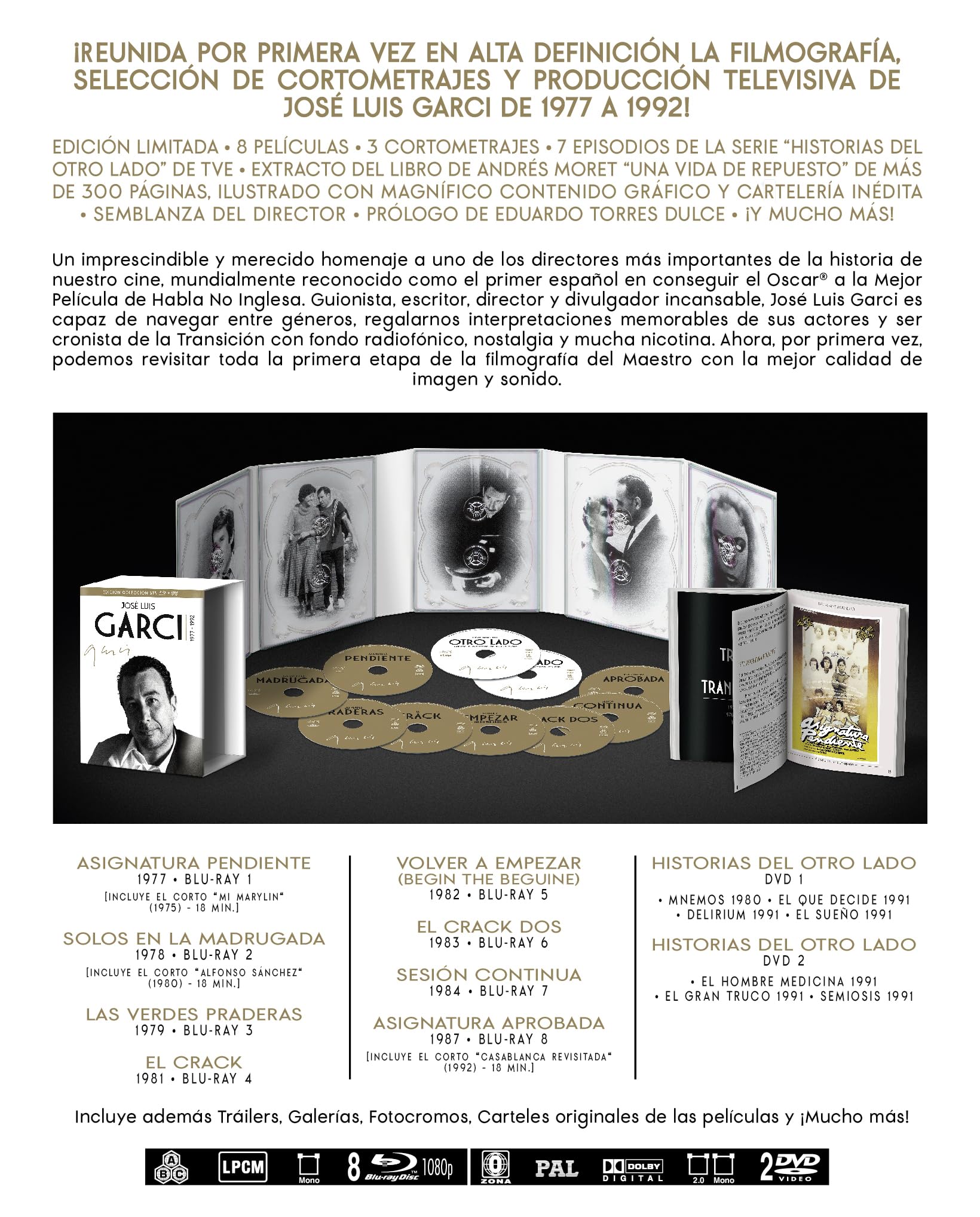 Jose Luis Garci - Edicion Coleccionista (1977-1992): Pack 8 Peliculas (Blu-ray) + Tv Serie: Historias Del Otro Lado (6 capítulos) (DVD) + Libro 330 Páginas