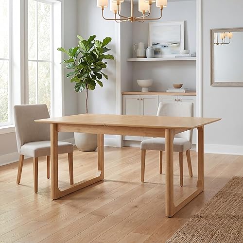 Miniatura 8 de HNY Mesa de comedor de madera extensible para mesas de cocina rectangulares modernas de 4 a 8 pulgadas, 71 pulgadas con base de madera, mesa