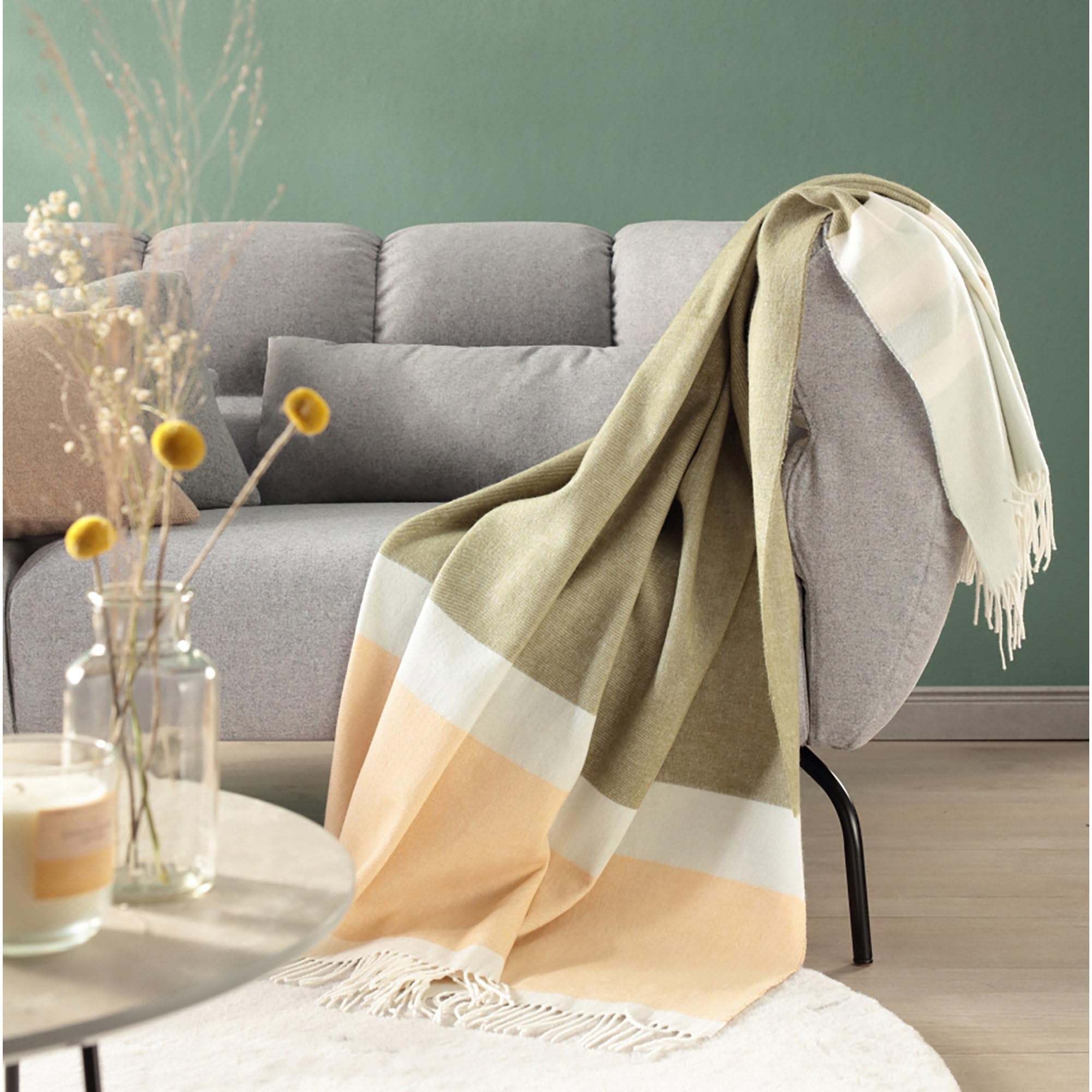 biederlack Plaid Blockstripe Baumwollmischung schlif Größe 130x170 cm