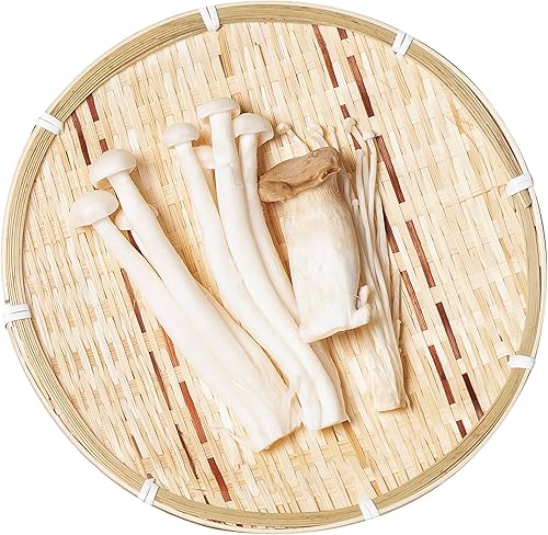 Miniatura 6 de Juego de 5 bandejas redondas de bambú tejidas a mano para comer, bandejas decorativas de mimbre plano para alimentos, frutas y aperitivos, bandejas