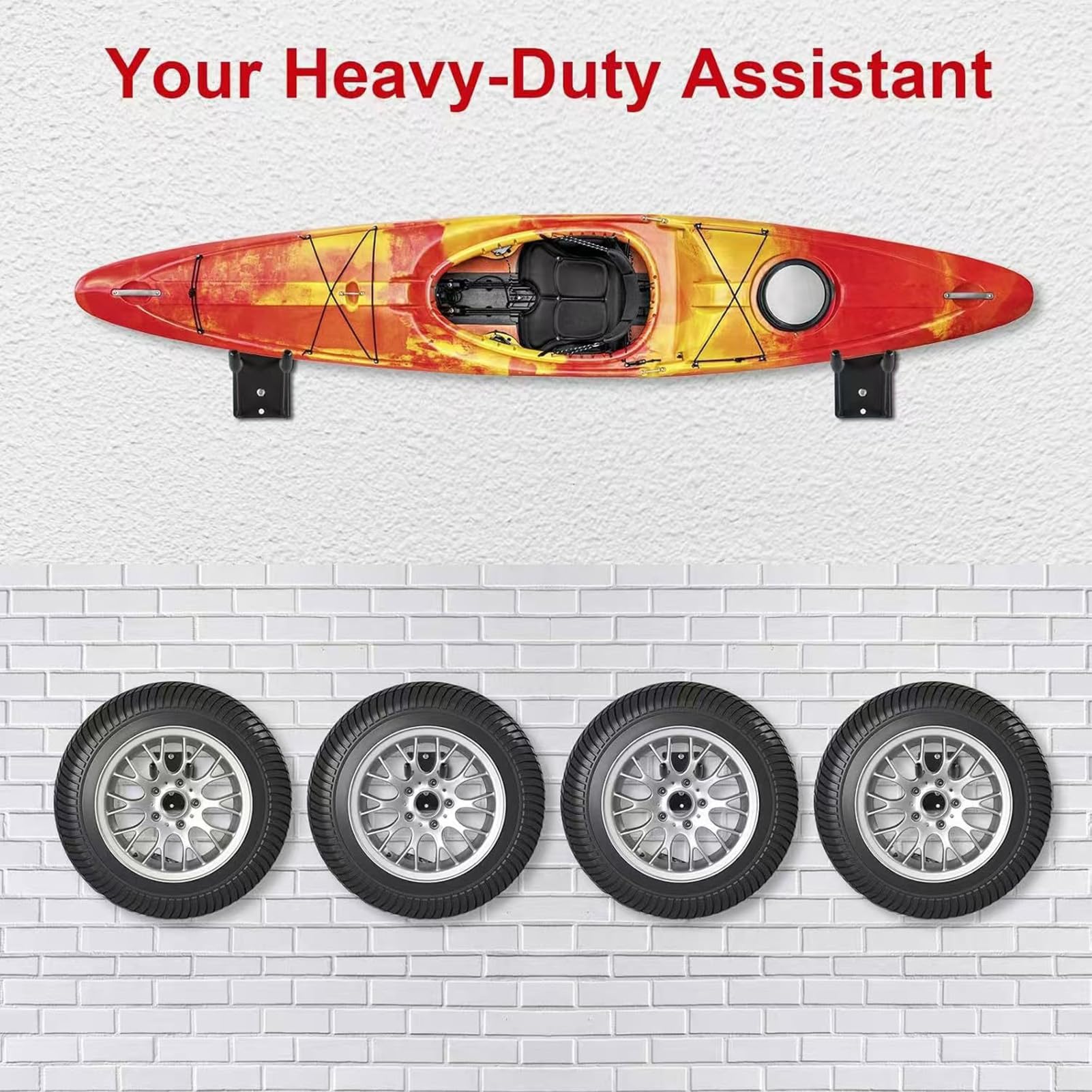 RIZGHWOY Ganci da Garage Resistenti,Supporti con Base Larga for | Metallo Antiruggine, estremità Piatta Salda, Supporto da Parete per Attrezzi