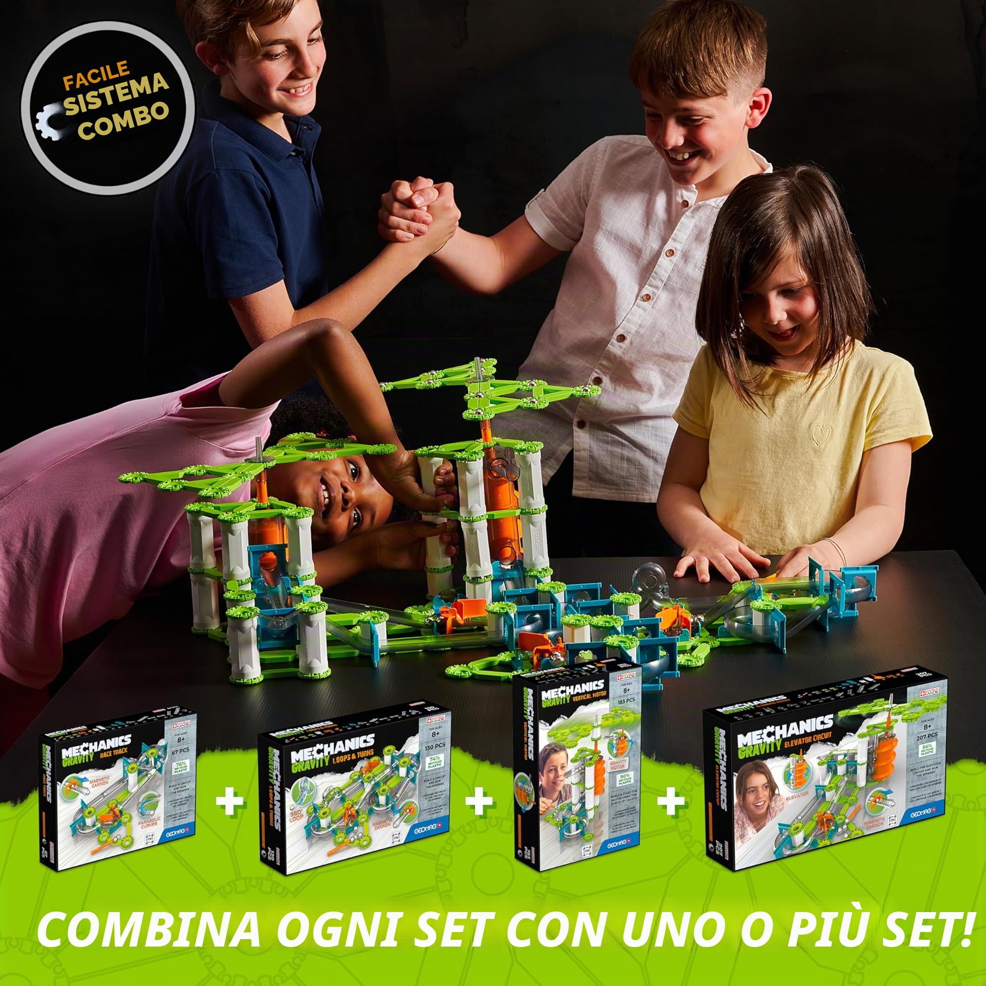 Geomag - Mechanics Gravity Race Track - Gioco Educativo e Creativo per Bambini - Costruzioni Magnetiche, Pista da Corsa con Blocchi Magnetici - Confezione da 67 Pezzi