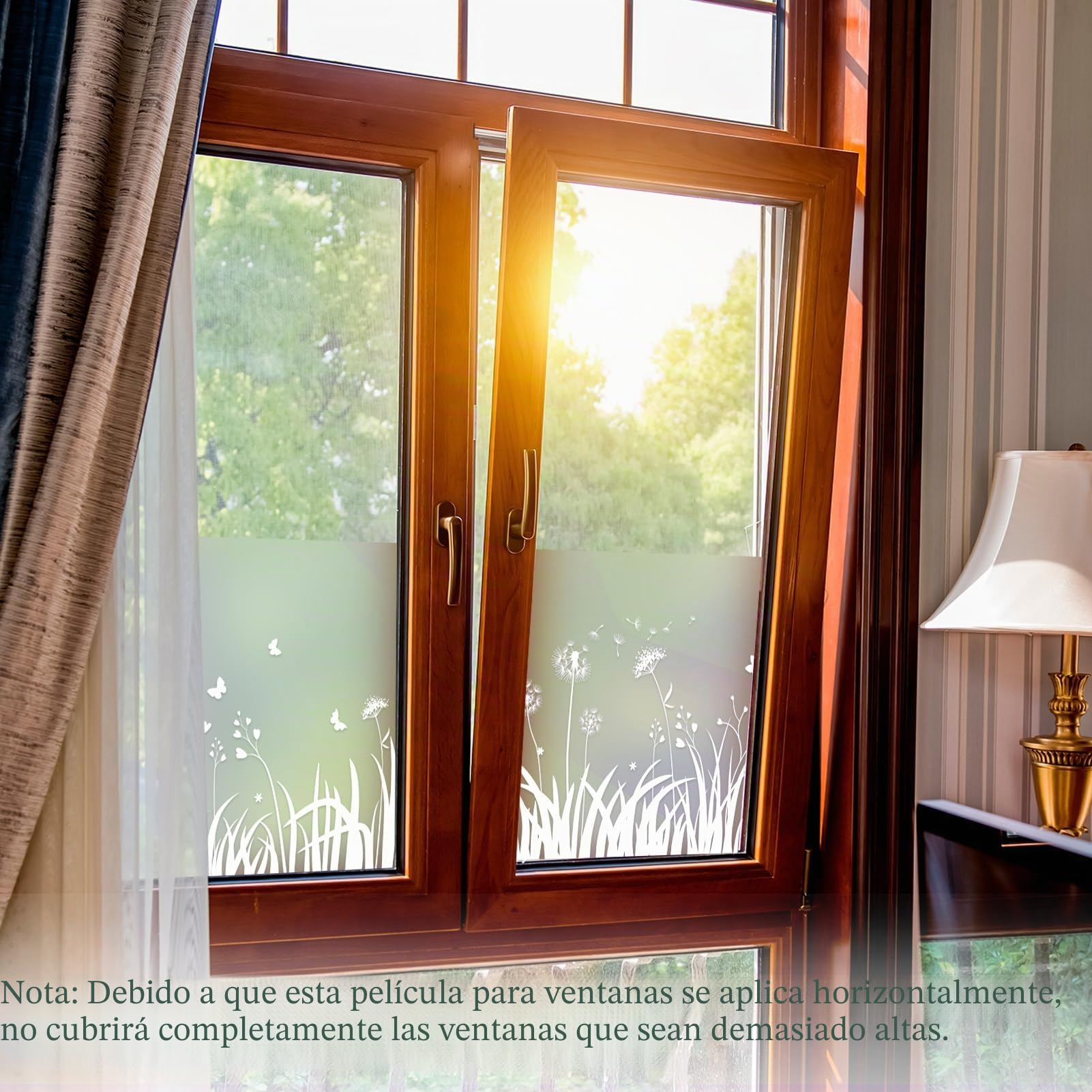 dktie Película de Privacidad de Vinilo Esmerilado para Ventana, Sin Pegamento, Extraíble, Diente de León, Mariposa, Estática para Cocina, Baño, Habitación