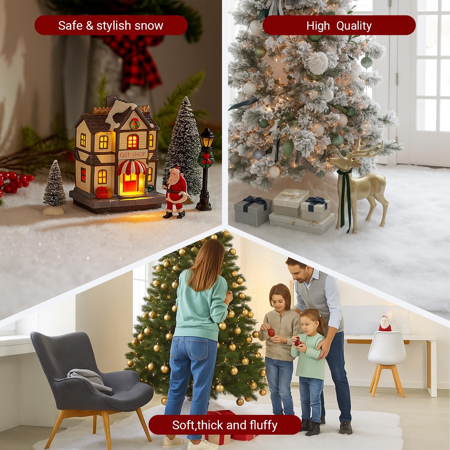 Fake Snow Blanket 1 * 2m Artificial Snow for Christmas Village Decorations Xmas Party Table Decor Travel Blankets 3.28 x 6.56 feet (Glitter Silver, Thickened)