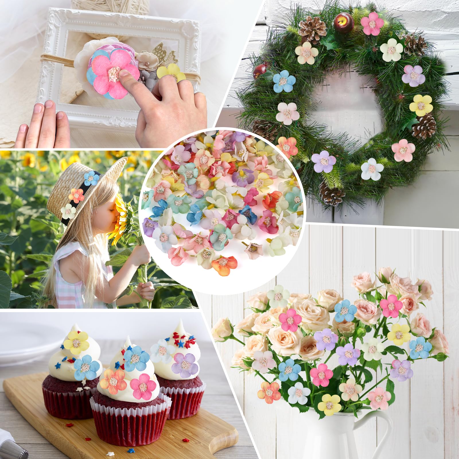 120 Fiori Artificiali Di Margherite Miste - Teste Di Fiori In Tessuto Per Craft Fai Da Te, Decorazioni Matrimonio E Casa