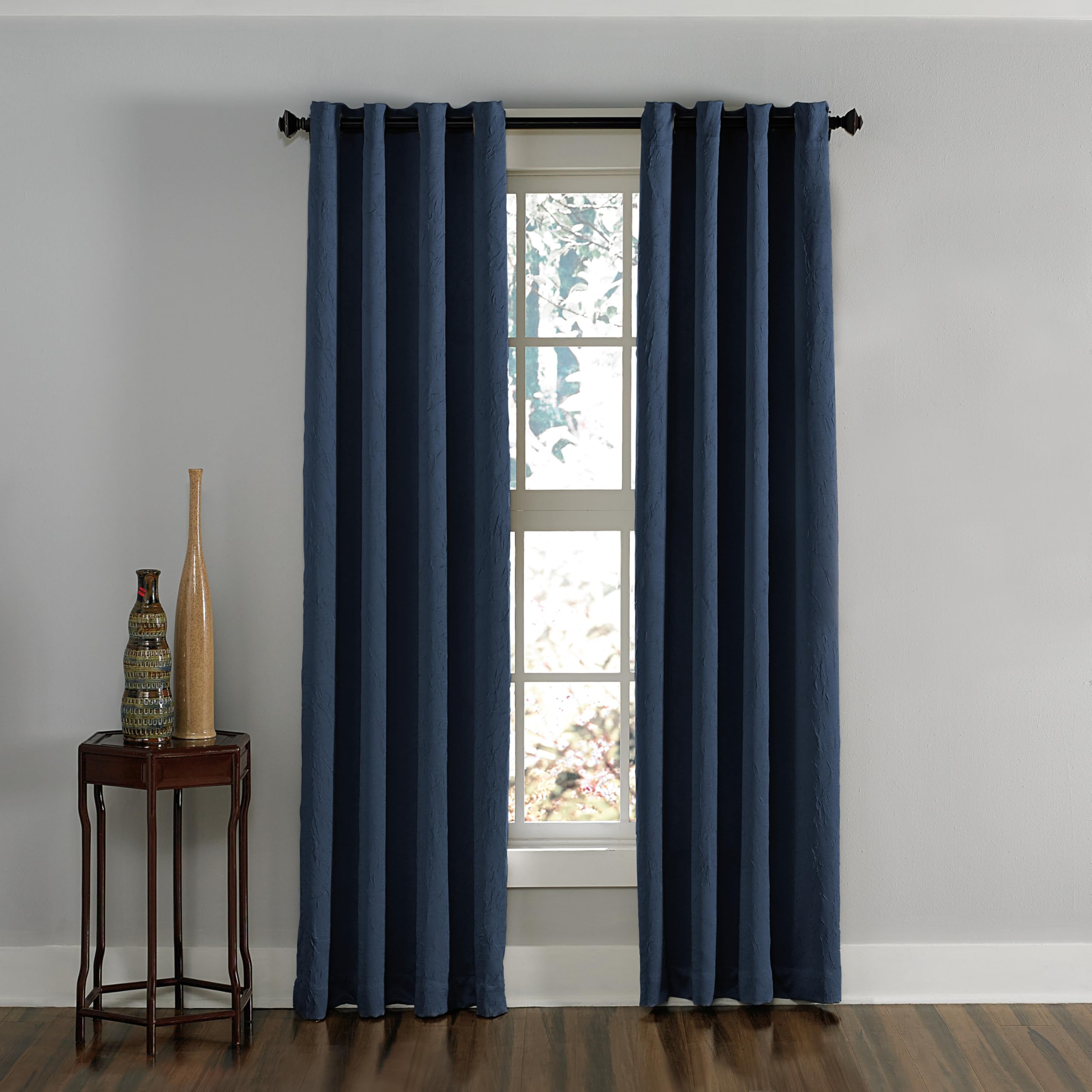 Curtainworks Lenox Grommet Curtain Panel, 50 by 132", Navy