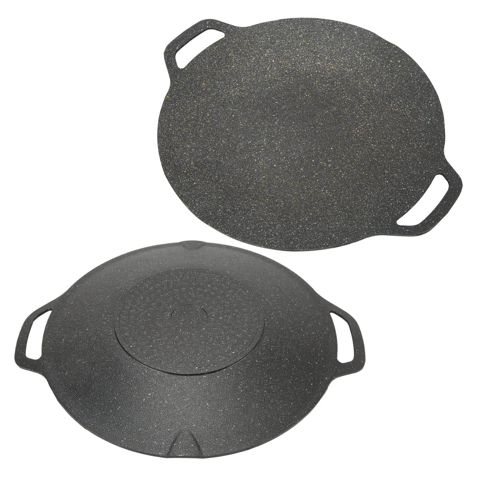 Griglia per Barbecue Coreana Griglia per Barbecue Coreana Griglia Antiaderente, Rivestimento a 6 Strati Piastra per Barbecue Rotonda per Piani Cottura Elettrici Cucine (38 cm)