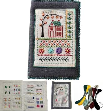 beyomanch DIY Stitch Book Kit, Handmade Embroidery Stitches Book, Creative Craft Embroidery, Portable Sewing Kit for Enthusiast and Beginner, Unique Handmade Gift A-106 Stitches