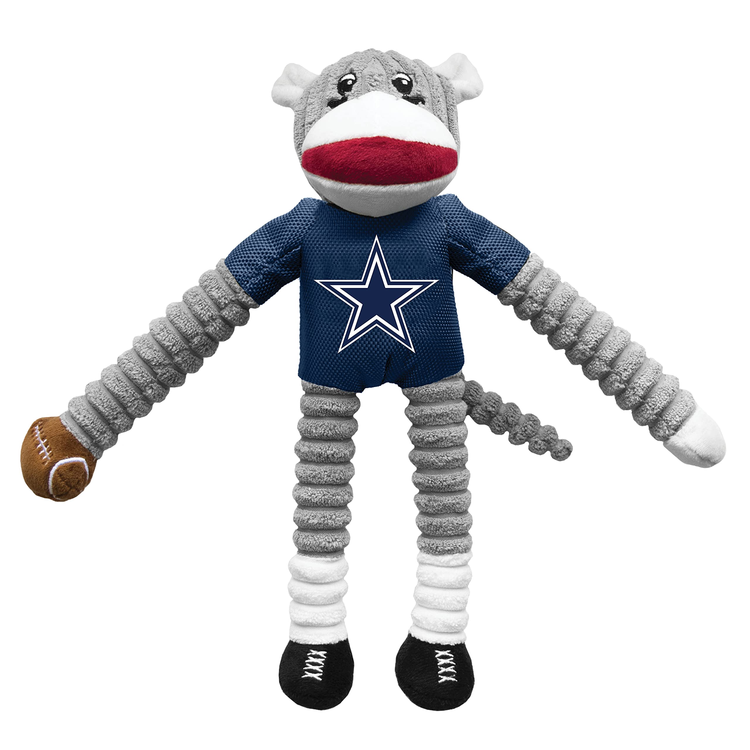 Littlearth NFL Dallas Cowboys Team Sock Monkey Pet Toy - Officially Licensed Teams