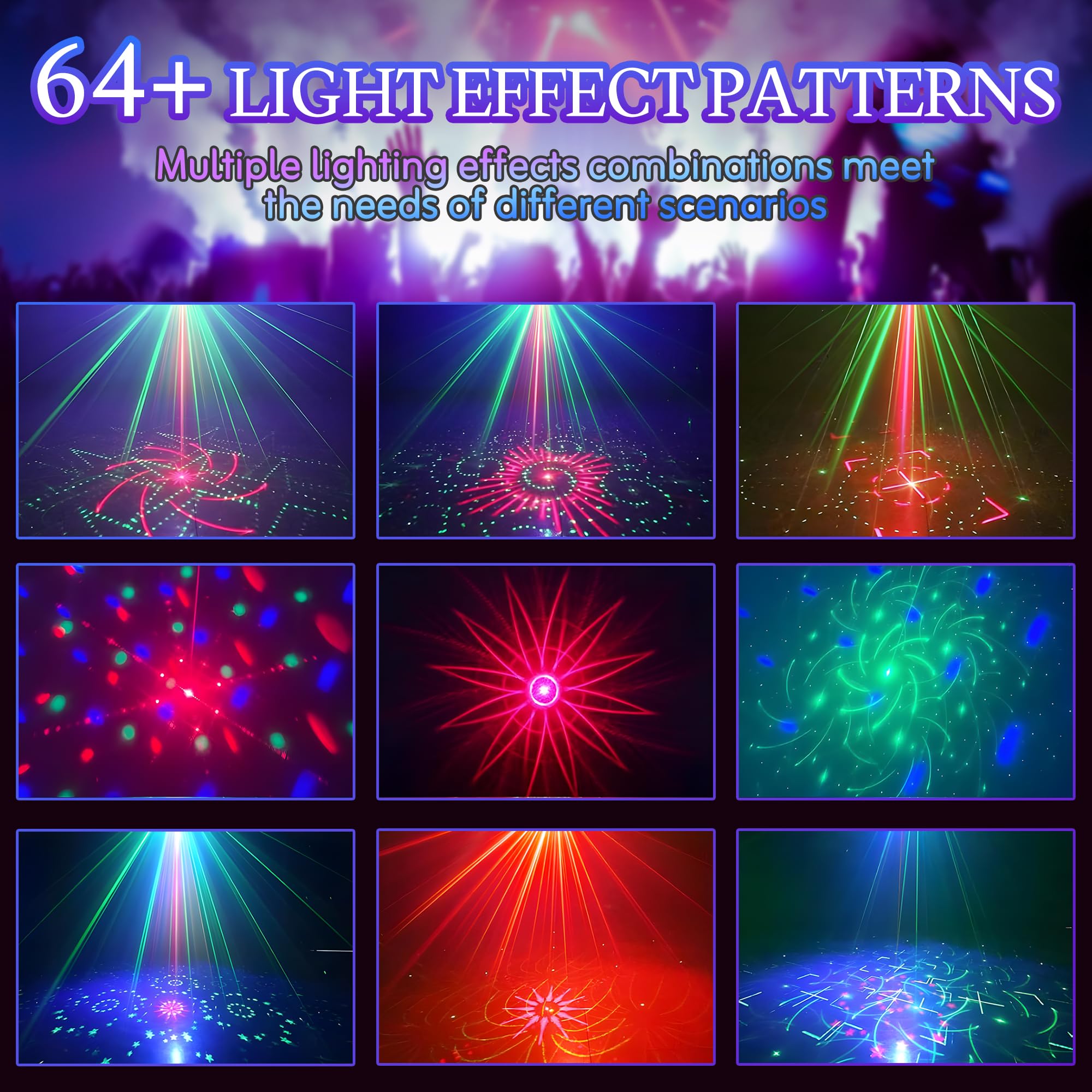 Disco Party Licht - 4 in 1 Sound aktiviertes DJ Licht mit Discokugel Lichter Strobe Bühneneffekt Party Lichter für Zuhause Geburtstag Tanz Karaoke Show Bar DJ KTV Club Weihnachten Festival Geschenke
