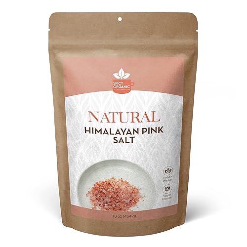 Miniatura 11 de SPICY ORGANIC Sal natural del Himalaya sin OMG, sal rosa del Himalaya sin gluten, rica en 80 minerales y elementos, 4 onzas.