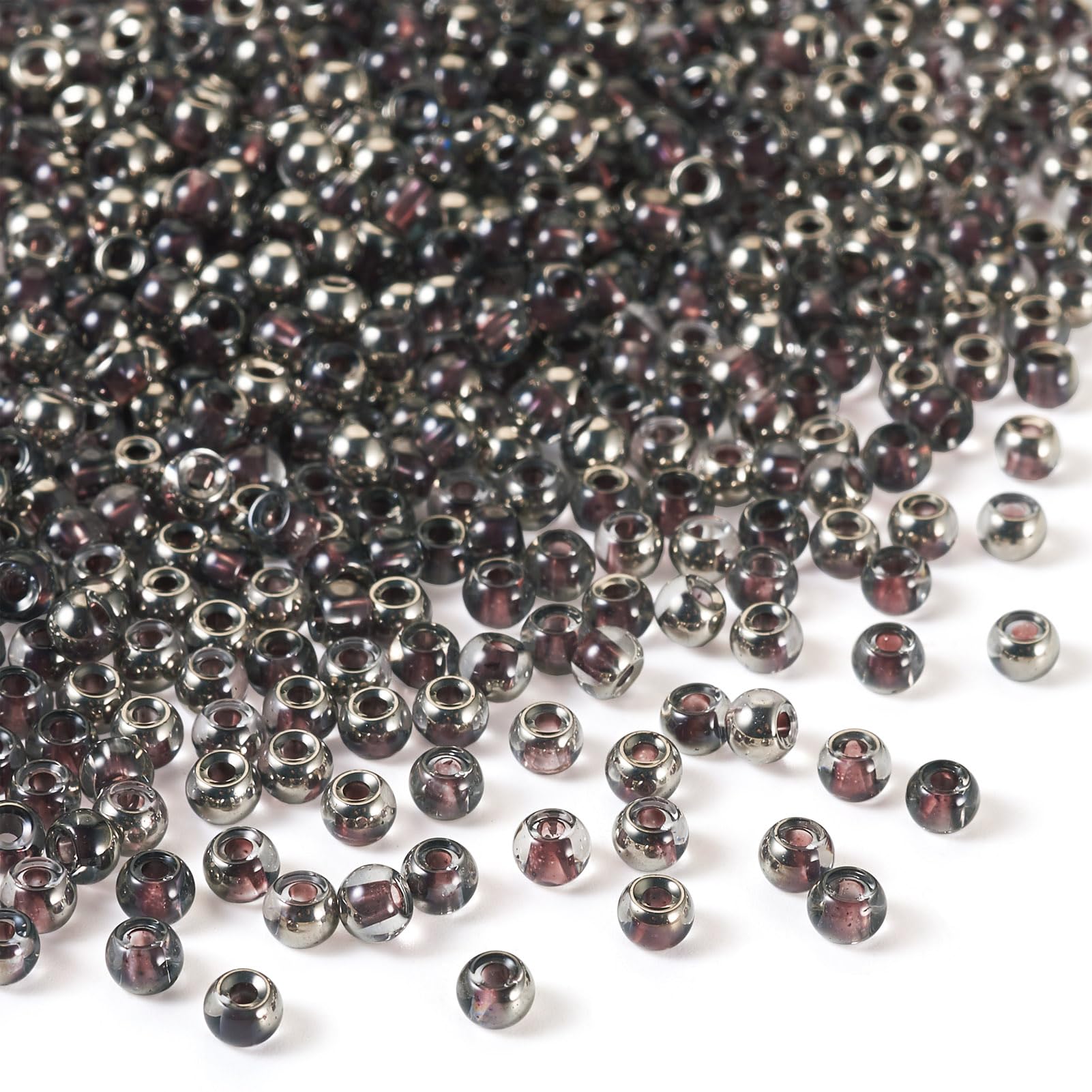 Beadthoven 1600pcs 4mm Glass Seed Beads for Jewelry Making 6/0 Transparent Round Tube Loose Pony Beads Mix Mini Waist Craft Beads for Bracelet Necklace Earrings DIY Crafts (Black)
