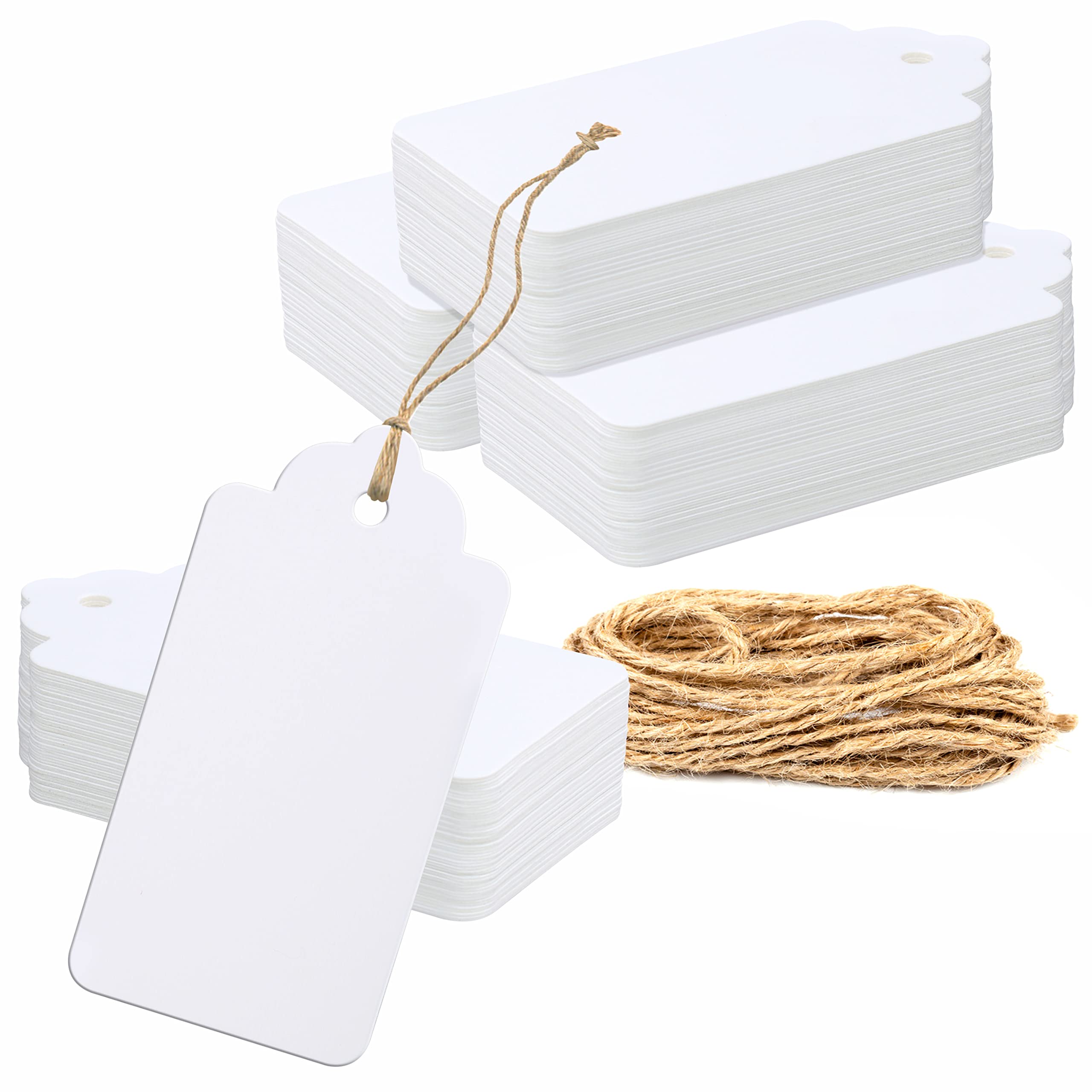 Etichette Regalo, 120 Pezzi, In Carta Kraft, Con Spago In Iuta Naturale