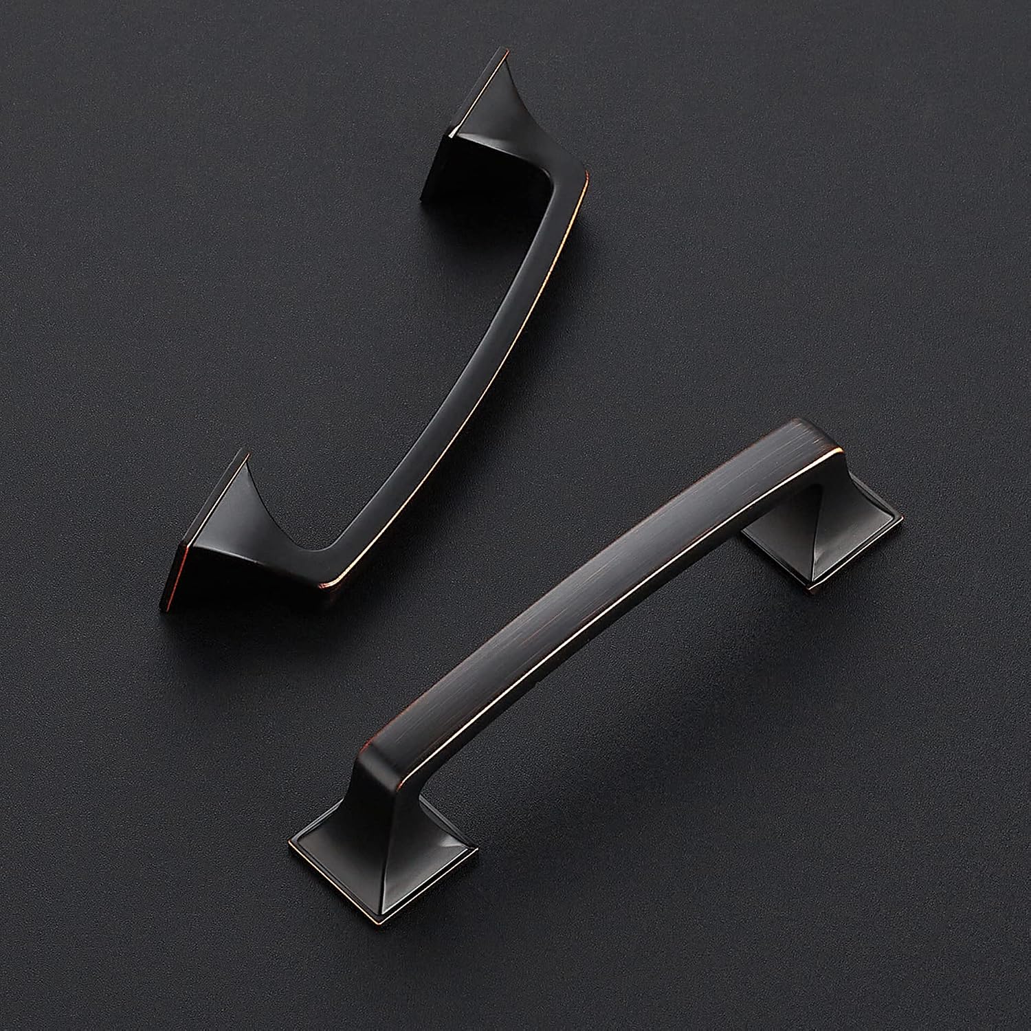 Ravinte 10PCS Pack Oil Rubbed Bronze Kitchen Cabinet Handles Drawer Pulls 3-3/4 inch Hole Centers Cabinet Pulls Kitchen Cabinet Hardware Sturdy Big Square Base Dresser Pulls Cabinet Drawer Handles