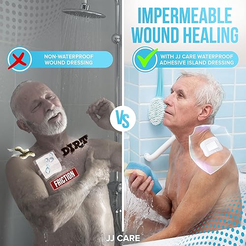 Miniatura 6 de JJ CARE Aderezo adhesivo impermeable para isla (paquete de 25), gasa estéril con bordes de 6 x 6 pulgadas, vendajes de gasa adhesivos envueltos