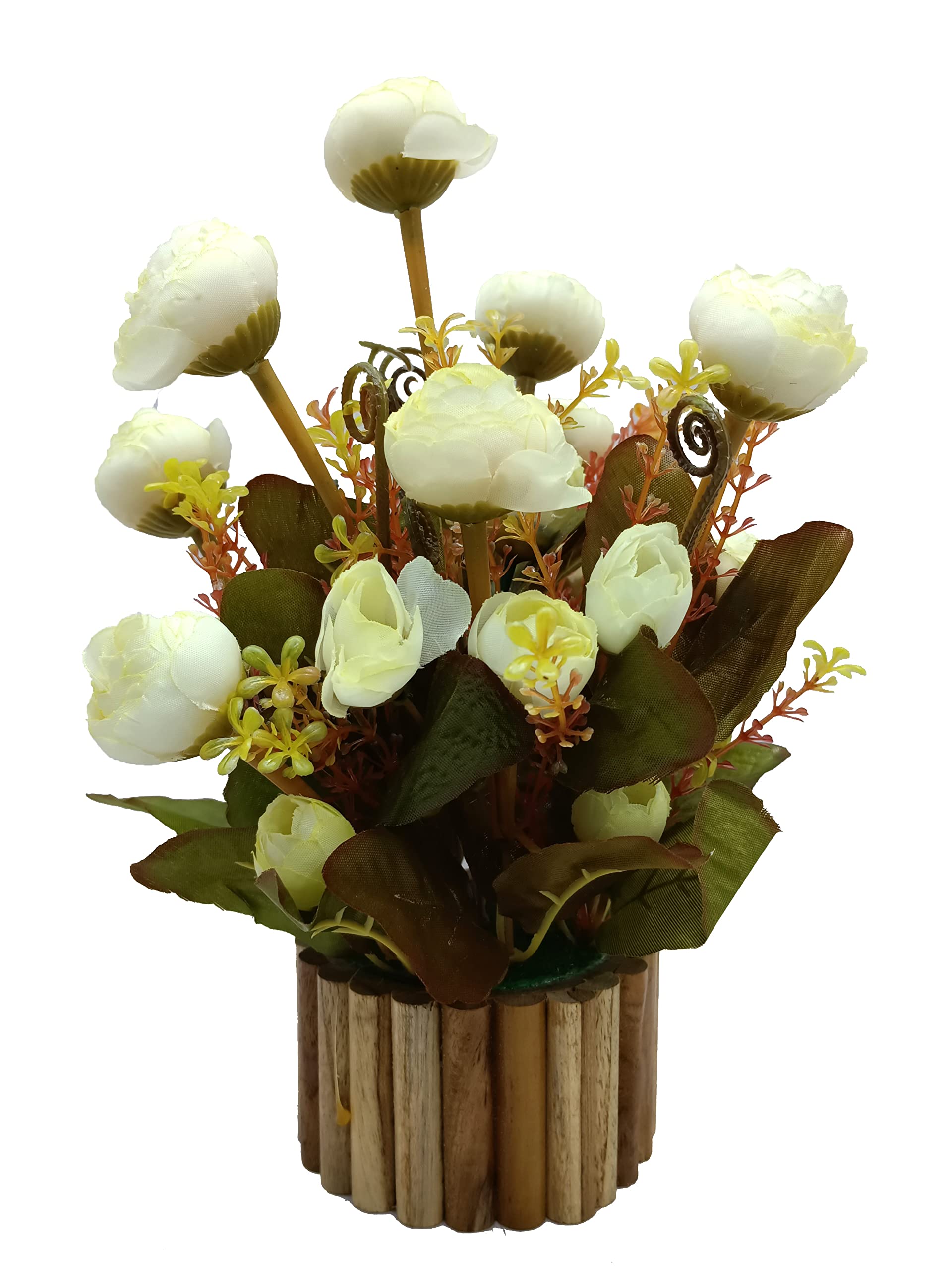 Olive Trees Artificial Peony Flowers with Wooden Pot for Home Decoration, Office & Gift (12 Inch/30 cm) (White) (B0BNFRRSX8) Amazon Price History, Amazon Price Tracker