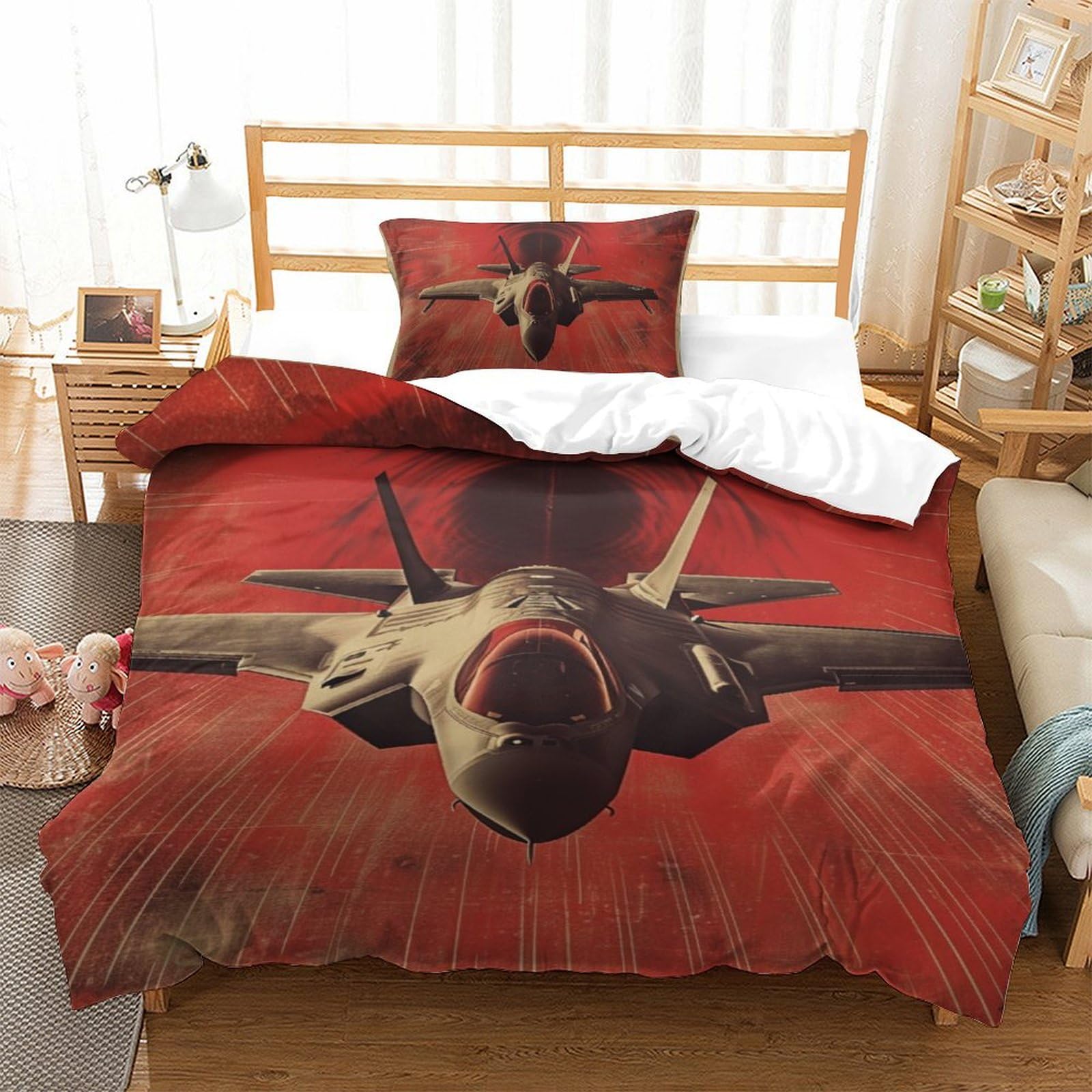 Housse de couette avions de combat 135x200 pour chambre de garçon